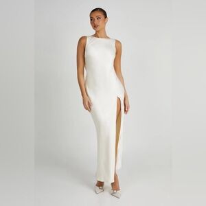 XXS Meshki Gemima Satin Maxi Dress With Split - Ivory